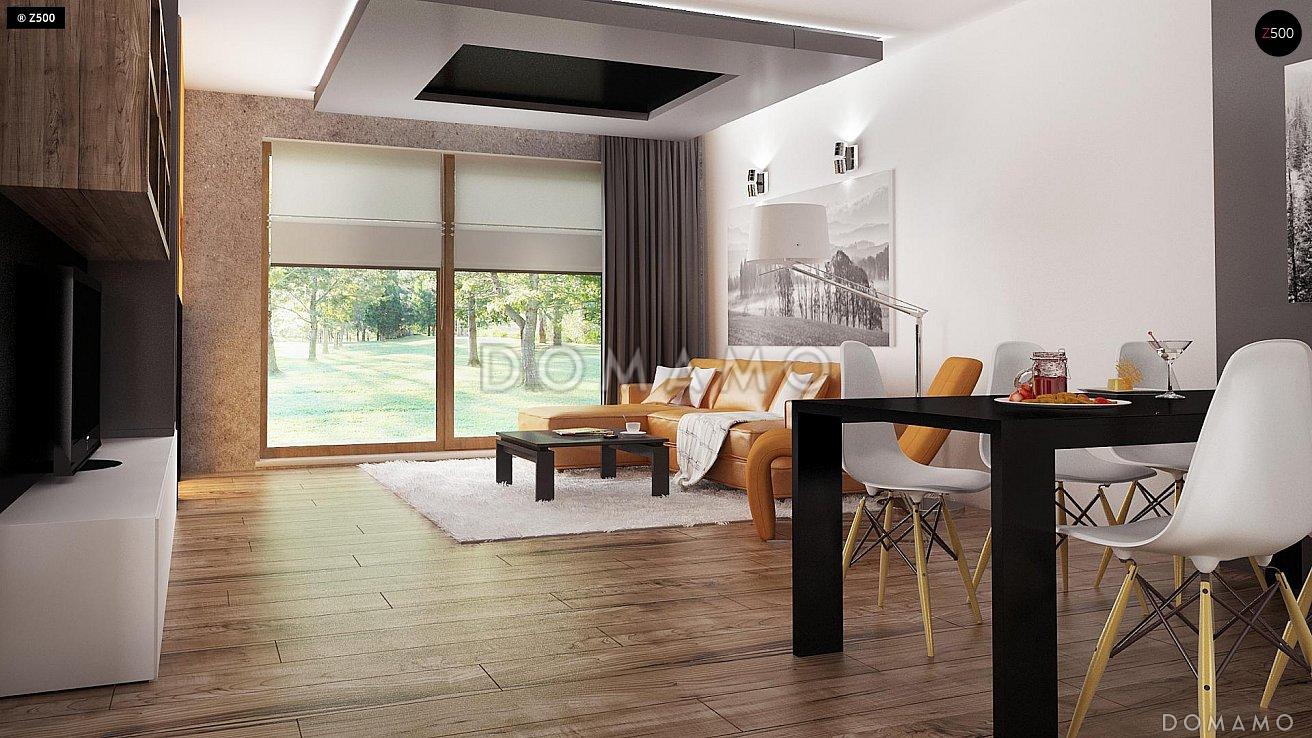 Проект простого компактного одноэтажного дома из кирпича с тремя спальнями / 3