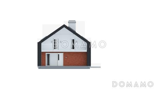 Проект одноэтажного мансардного дома из газобетона с балконом и современными элементами экстерьера  / Фасад 3