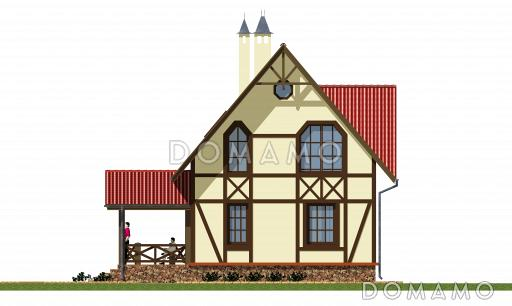 Проект компактного коттеджа в стиле фахверк / Фасад 4