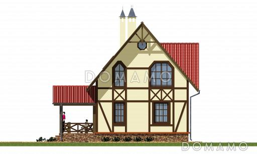 Проект компактного коттеджа в стиле фахверк / Фасад 4