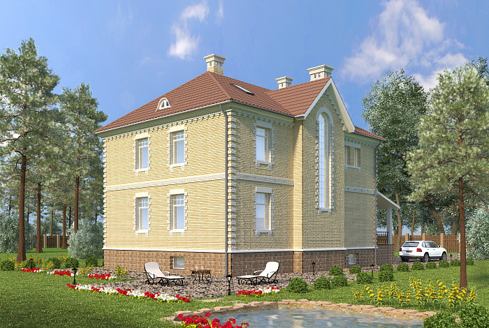 Проект коттеджа в классическом стиле с подвалом