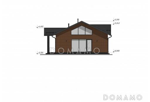 Проект одноэтажного дома с большими окнами S-108 / Фасад 4