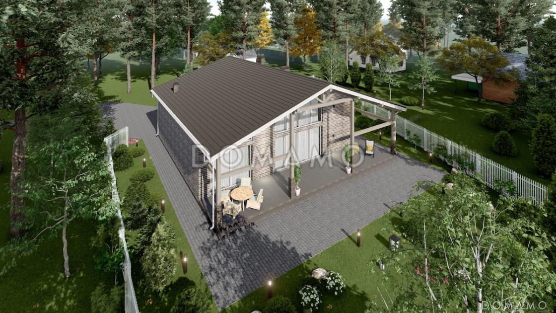 Проект большого дома с сауной, хамамом, двусветной гостиной и навесом на 2 авто / 3