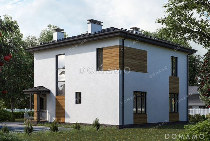 Проект двухэтажного дома с тремя спальнями и вальмовой крышей Проект двухэтажного дома с тремя спальнями и вальмовой крышей