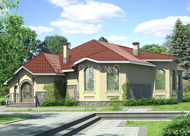 Проект одноэтажного дома с гаражом чуть больше 200 кв. м Проект одноэтажного дома с гаражом чуть больше 200 кв. м