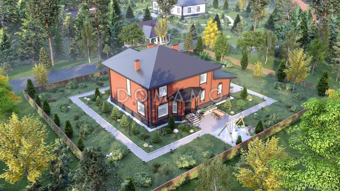 Проект кирпичного дома с 2 эркерами, 5 спальнями и гостиной с камином / 5