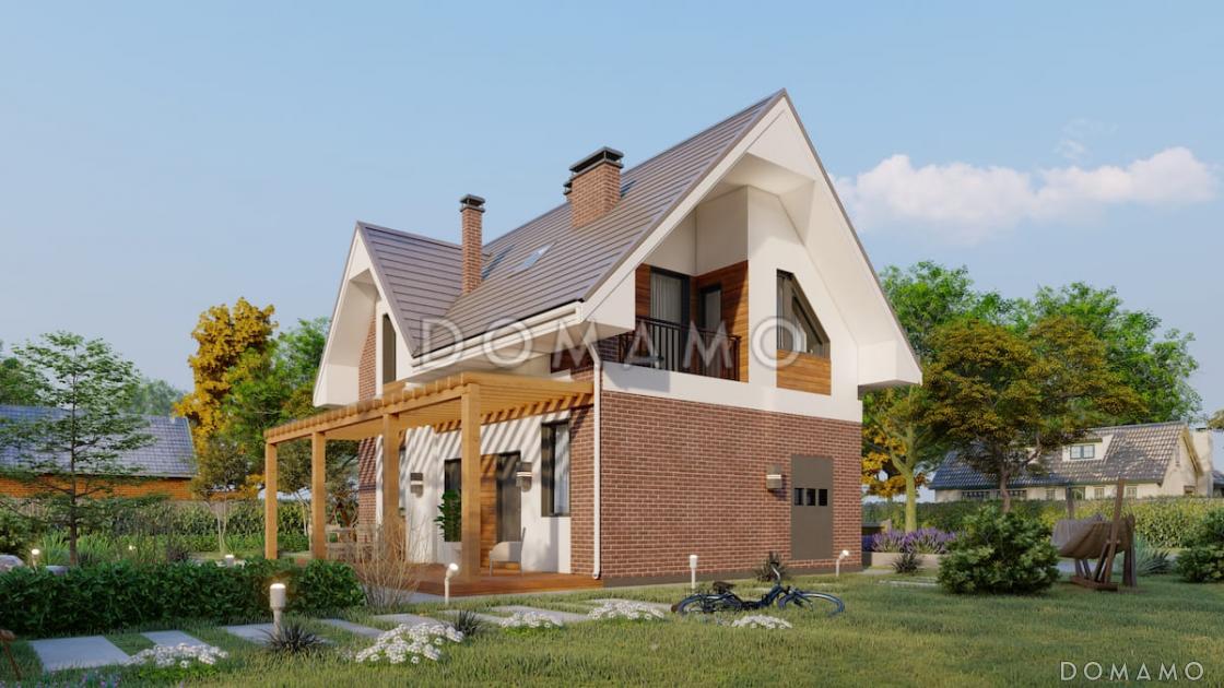 Проект дома с мансардой, балконом, террасой и сауной / 2