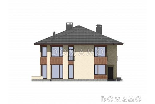 Проект двухэтажного дома-дуплекса из газобетона / Фасад 3