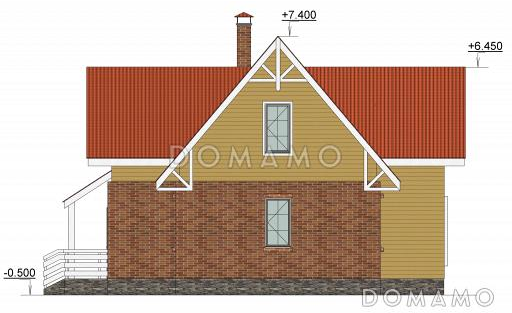 Проект одноэтажного дома с террасой на мансардном этаже / Фасад 3
