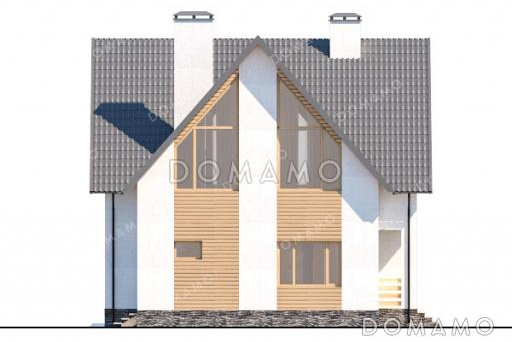 Проект дома из газобетона с 4 спальнями, кабинетом, балконом на две комнаты и котельной с отдельным входом / Фасад 4