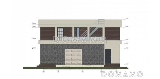 Проект загородного дома с плоской кровлей в стиле хай-тек S-228 / Фасад 4