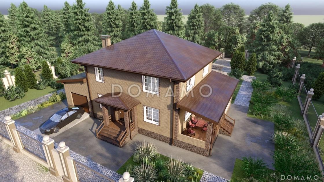 Проект двухэтажного дома из газобетона с пристроенным гаражом и верандой / 5