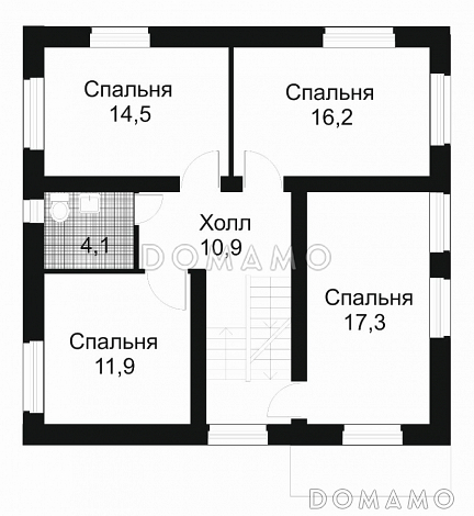 Проект дома из кирпича с небольшой кухней / План 2 этажа Проект дома из кирпича с небольшой кухней / План 2 этажа