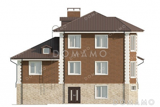 Проект двухэтажного дома с гаражом и подвалом / Фасад 3