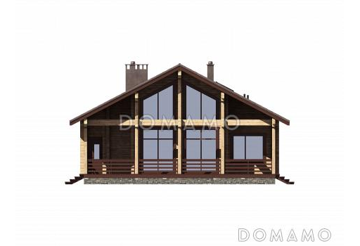 Проект дома из бруса с 4 спальнями, кабинетом и сауной / Фасад 3