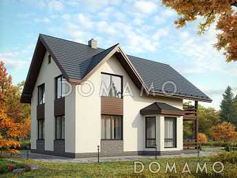 Проект загородного дома из SIP панелей с тремя спальными комнатами на мансардном этаже