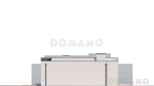 Проект просторного современного одноэтажного дома из кирпича с тремя спальнями и гаражом с двумя отдельными въездами / Фасад 4