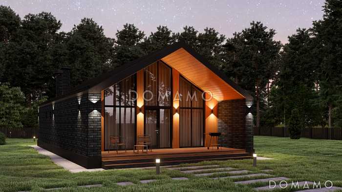 Проект одноэтажного стильного барнхауса S-94-2