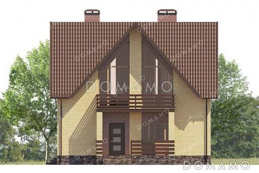 Проект дома с гаражом, четырьмя спальнями, террасой и балконом / Фасад 2