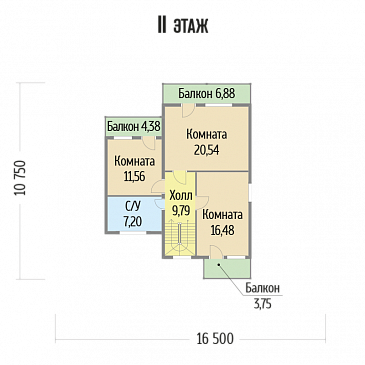 Проект дома с большими окнами / План мансардного этажа Проект дома с большими окнами / План мансардного этажа