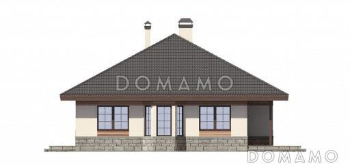 Проект каркасного одноэтажного дома / Фасад справа Проект каркасного одноэтажного дома / Фасад справа