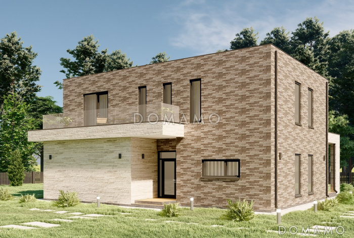 Проект современного дома с плоской кровлей в стиле Хай-Тек S-219-1 Проект современного дома с плоской кровлей в стиле Хай-Тек S-219-1