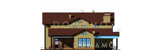 Проект двухэтажного дома с цокольным этажом, бассейном и гаражом на два автомобиля / Фасад 4