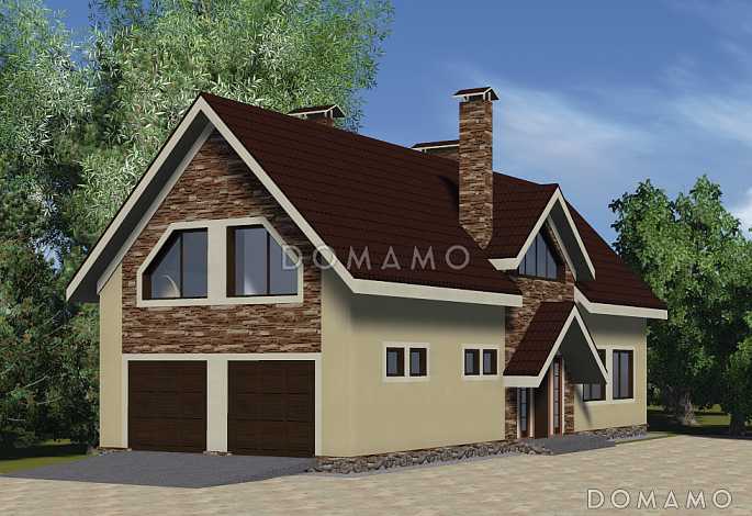 Проект дома с гаражом на два автомобиля Проект дома с гаражом на два автомобиля