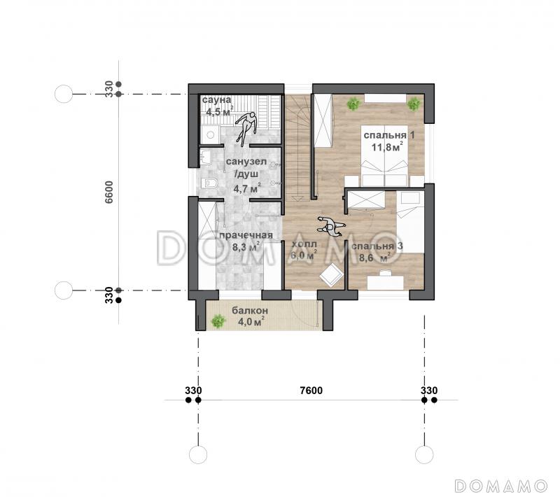 C-122 двухэтажный дом / План мансардного этажа