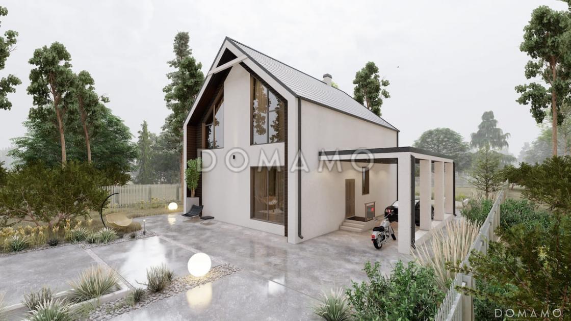 Проект двухэтажного дома в стиле барнхаус с 4 спальнями, вторым светом, крытой террасой и автонавесом / 6