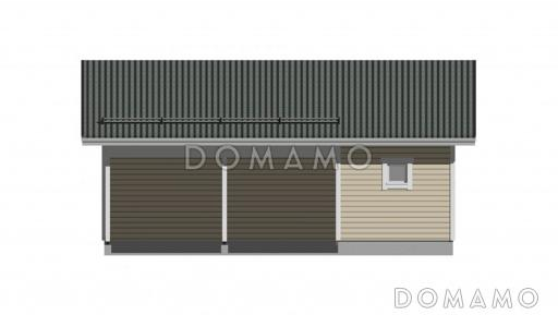 Проект каркасного навеса для двух машин со складским помещением / Фасад 2