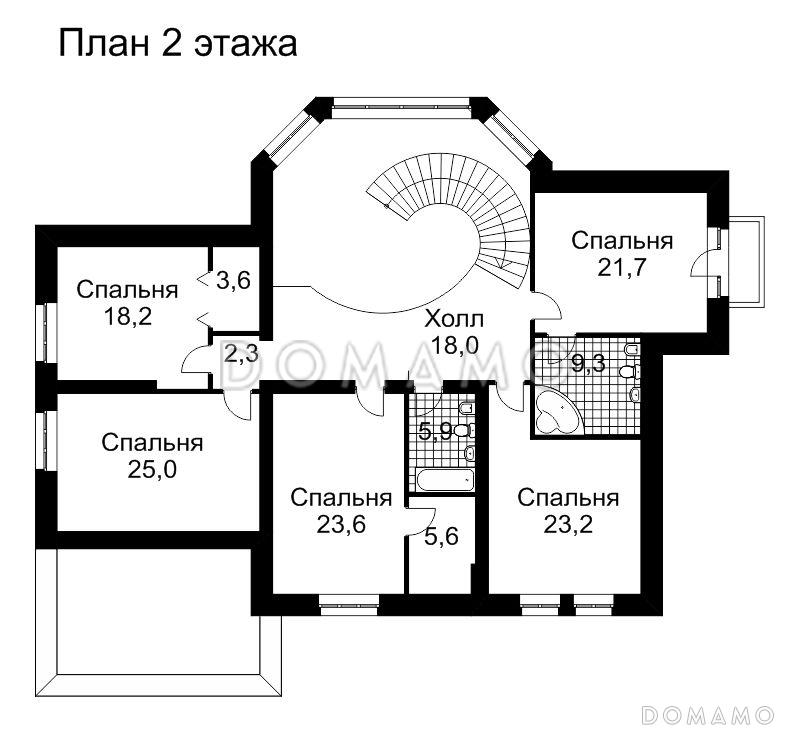 Проект дома из кирпича с кинозалом / План мансардного этажа