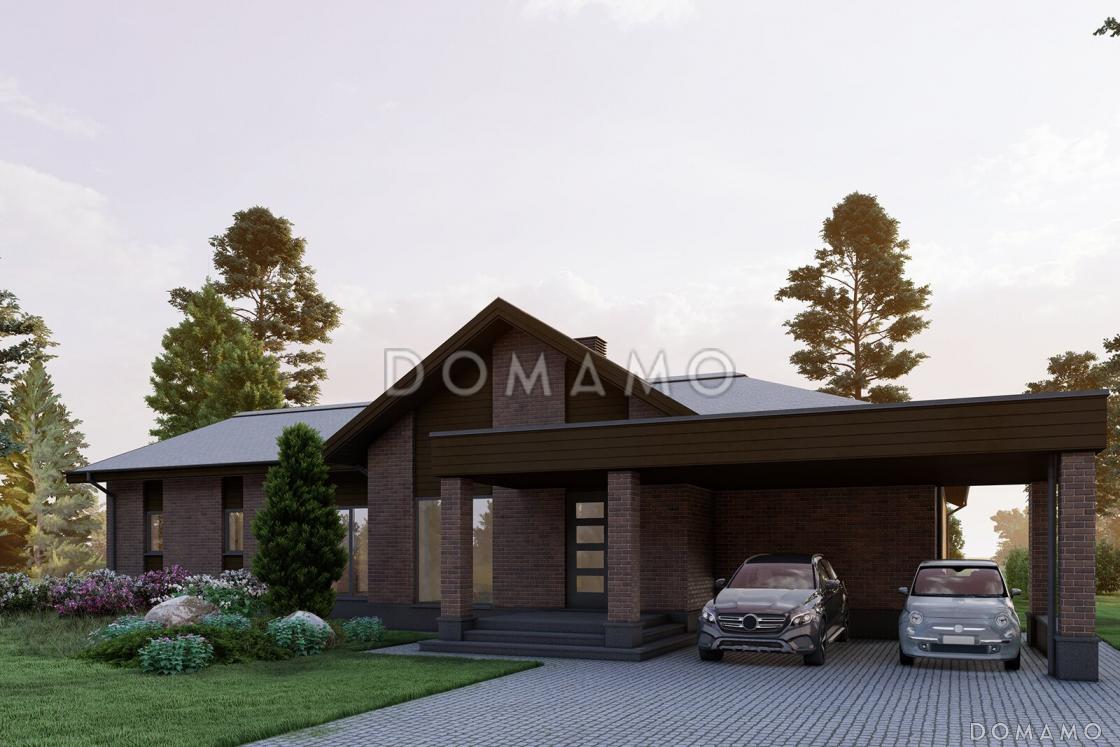 Проект дома из газобетона с сауной, 3 спальнями, террасой барбекю и навесом на 2 машины / 6