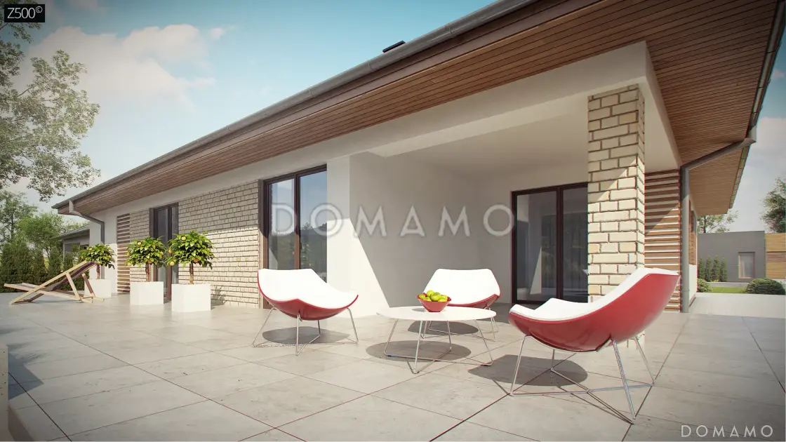 Проект одноэтажного кирпичного дома с гаражом на 2 автомобиля и подвалом / 7