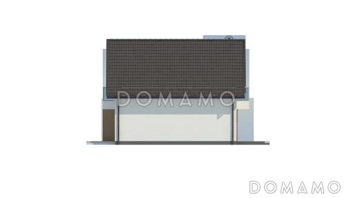 Проект классического одноэтажного мансардного дома из кирпича с эркером в столовой зоне, балконами и хозяйственным помещением / Фасад 3