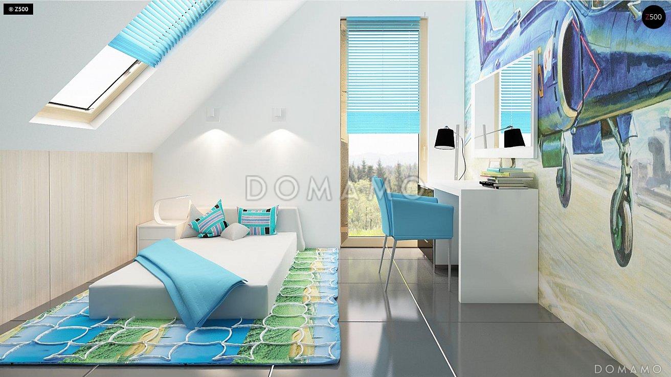 Проект дома из газобетона с мансардой, камином, кабинетом и гаражом / 14