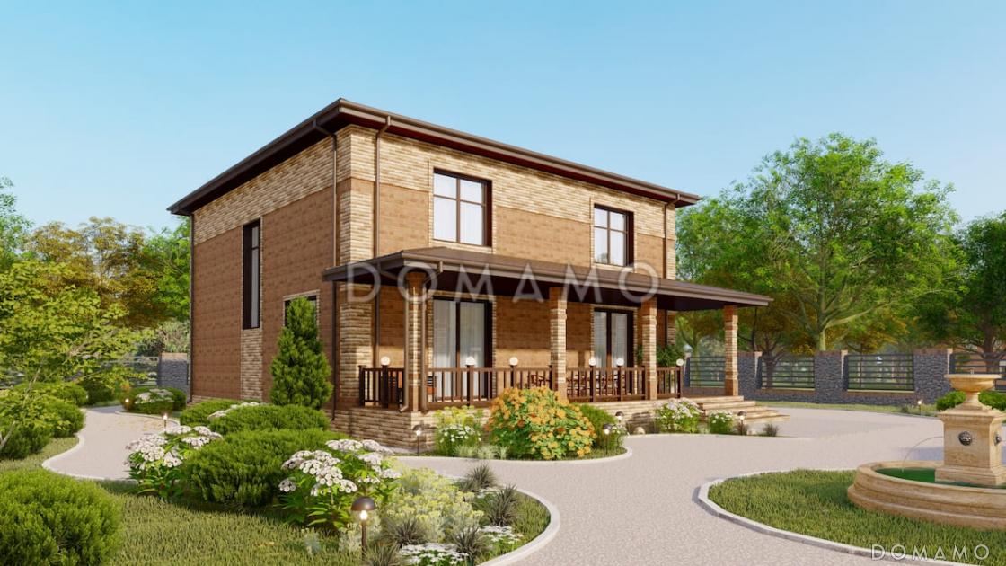 Проект двухэтажного дома с 4 спальнями, большой гостиной и подсветкой на террасе / 6