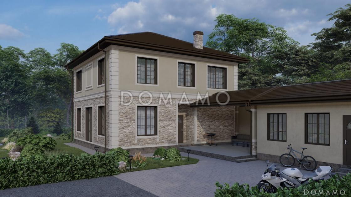 Проект двухэтажного дома с 3 спальнями, гостевой, большой ванной и террасой / 1