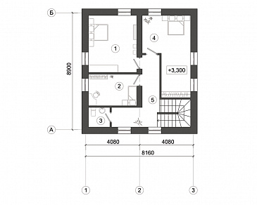 Проект дома с верандой и мансардным этажом / План мансардного этажа Проект дома с верандой и мансардным этажом / План мансардного этажа