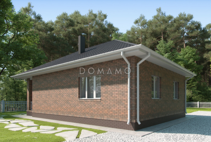 Проект небольшого загородного дома с верандой, санузлом с окном, изолированной кухней Проект небольшого загородного дома с верандой, санузлом с окном, изолированной кухней