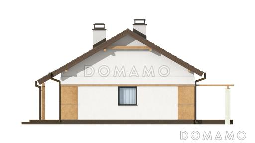 Проект компактного одноэтажного дома из газобетона с двумя спальнями, техническим помещением и изолированной кухней / Фасад 3