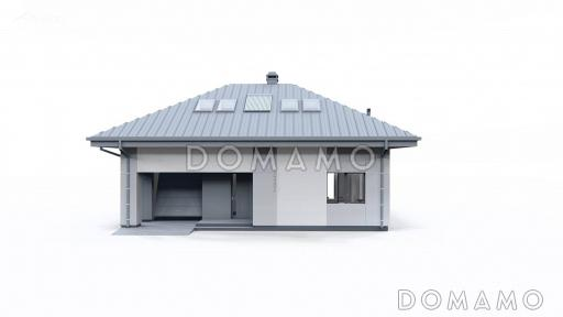 Проект дома с мансардой, гаражом, просторной гостиной с камином, тремя спальнями на мансарде / Фасад 3