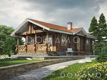 Проект одноэтажного деревянного дома  из оцилиндрованного бревна Проект одноэтажного деревянного дома  из оцилиндрованного бревна