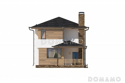 Проект дома с рациональной планировкой, крытой террасой, большой гостиной, котельной, / Фасад 4