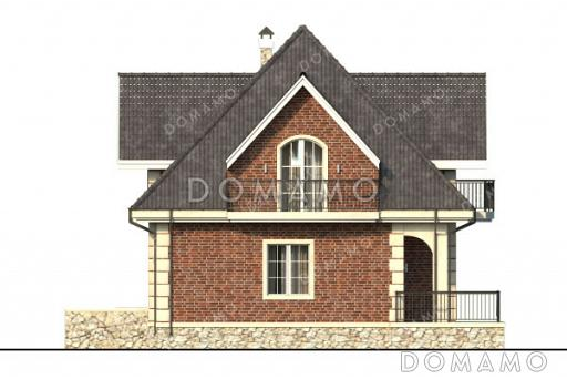 Проект дома со спортзалом и постирочной в подвале, 6 комнатами и террасой / Фасад 2