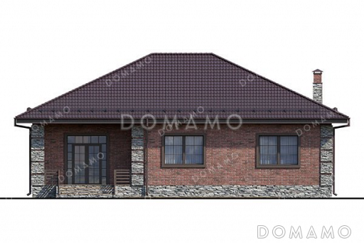 Проект одноэтажного дома с просторной кухней-гостиной / Фасад 4