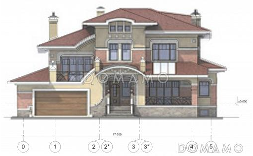 Проект коттеджа с гаражом / Фасад 1