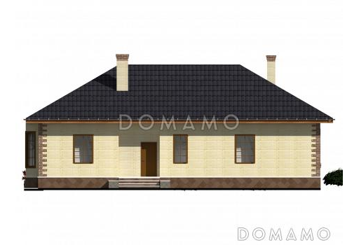 Одноэтажный дом из крупноформатного кирпича с тремя спальнями, большой кухней-гостиной и сауной / Фасад 5