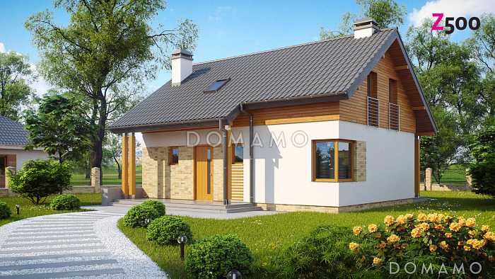 Проект компактного одноэтажного мансардного дома из газобетона с кабинетом и тремя спальнями Проект компактного одноэтажного мансардного дома из газобетона с кабинетом и тремя спальнями