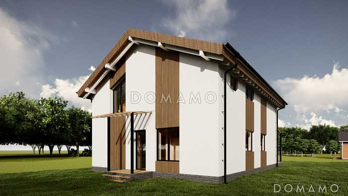 Проект современного дома с 3 спальнями и вторым светом в гостиной Проект современного дома с 3 спальнями и вторым светом в гостиной